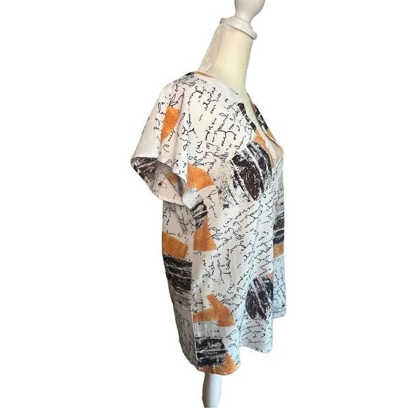 SHEIN V Neck Short Sleeve Top Brown Orange Size Large - Picture 4 of 6